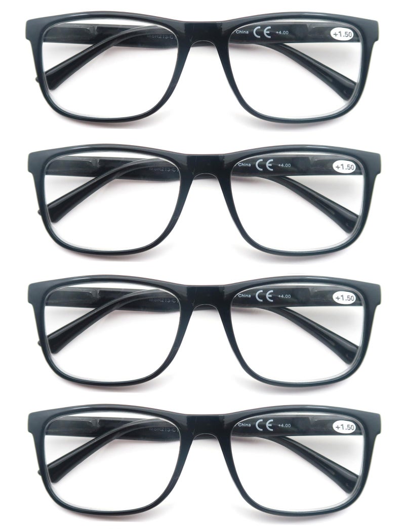MODFANS Reading Glasses for Men Women,Readers Glasses Lightweight with Comfort Spring Hinge,Large Square Eyeglasses with Glasses Pouch